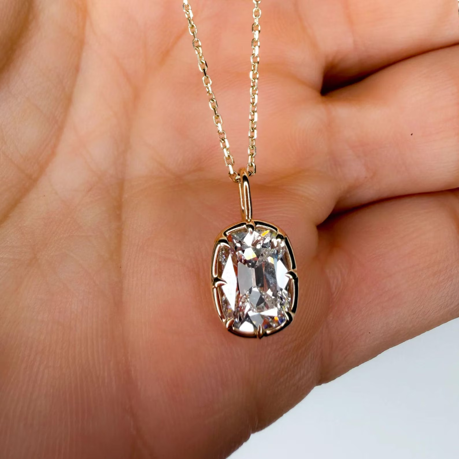 2CT Cushion Cut Moissanite Pendant in 10k Gold Jewelry Wedding Gift For Her