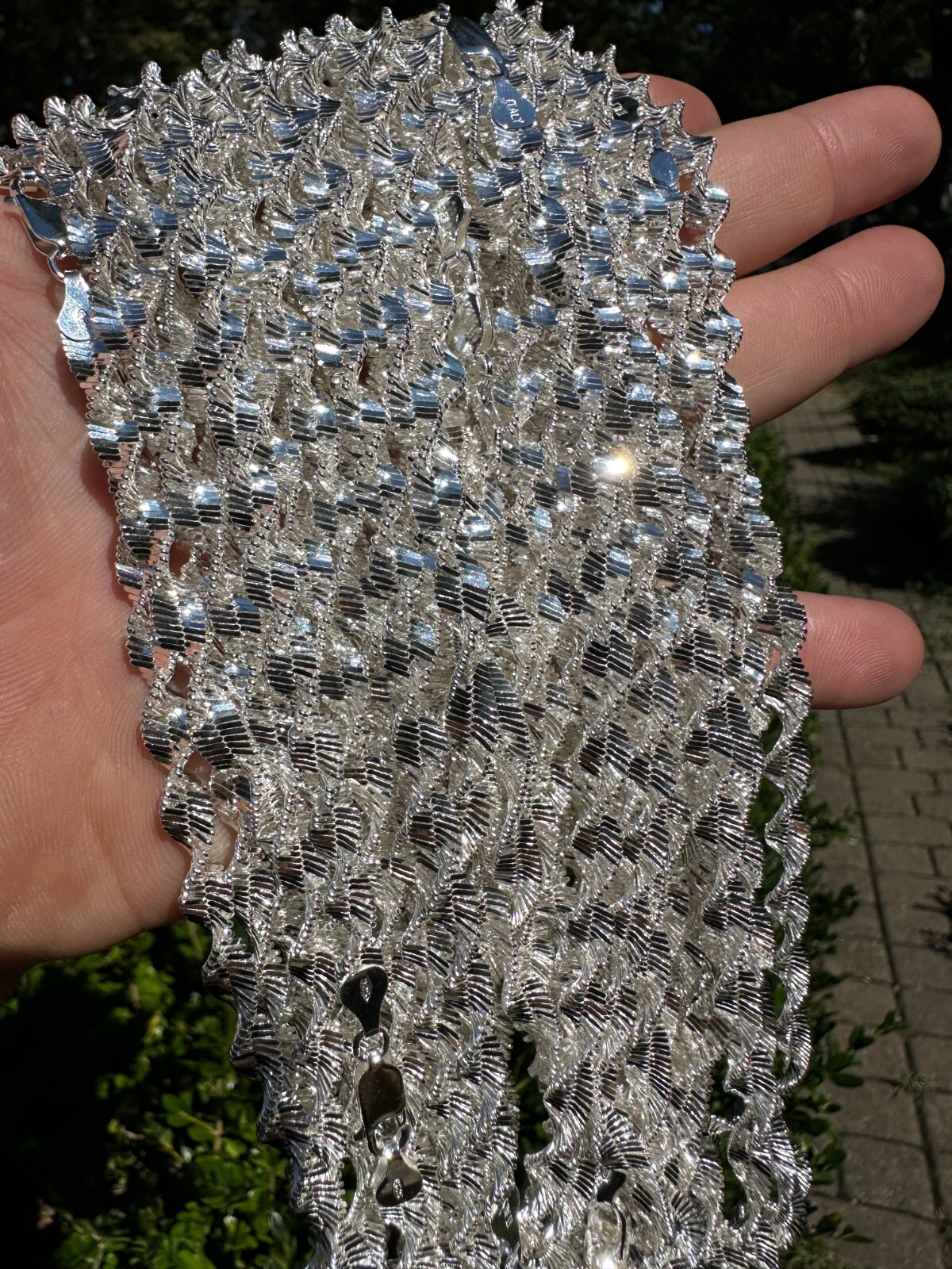 Real 925 Sterling Silver 6mm Loose Singapore Rope Chain Necklace Herringbone