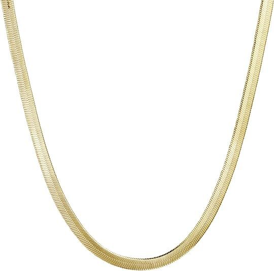 Italian Made 925 Sterling Silver 5MM Gold Herringbone Chain Necklace 16″-24″
