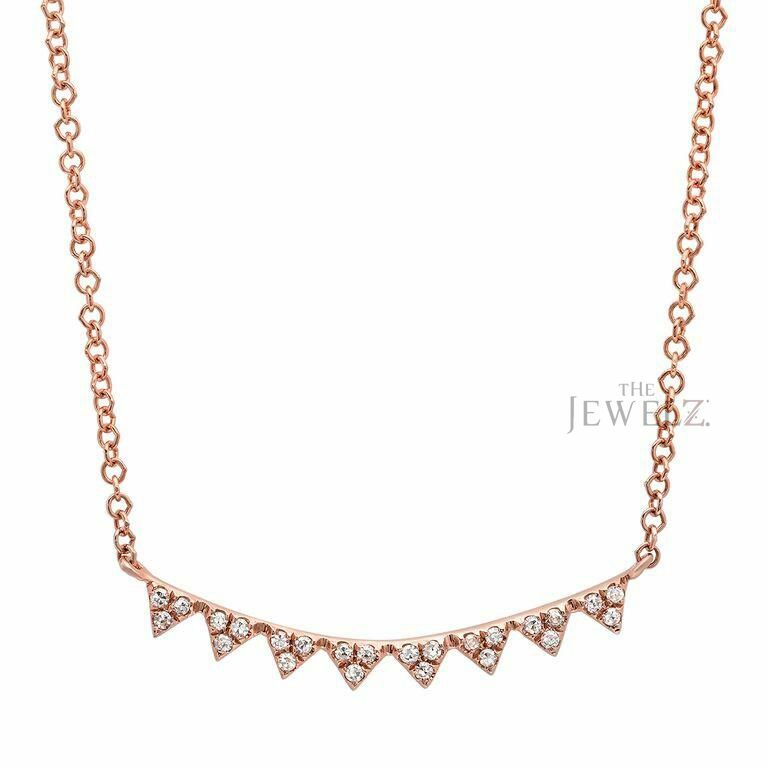 14K Gold 0.24 CT VS/F-G Diamond Multi Tiny Triangles Pendant Necklace Jewelry