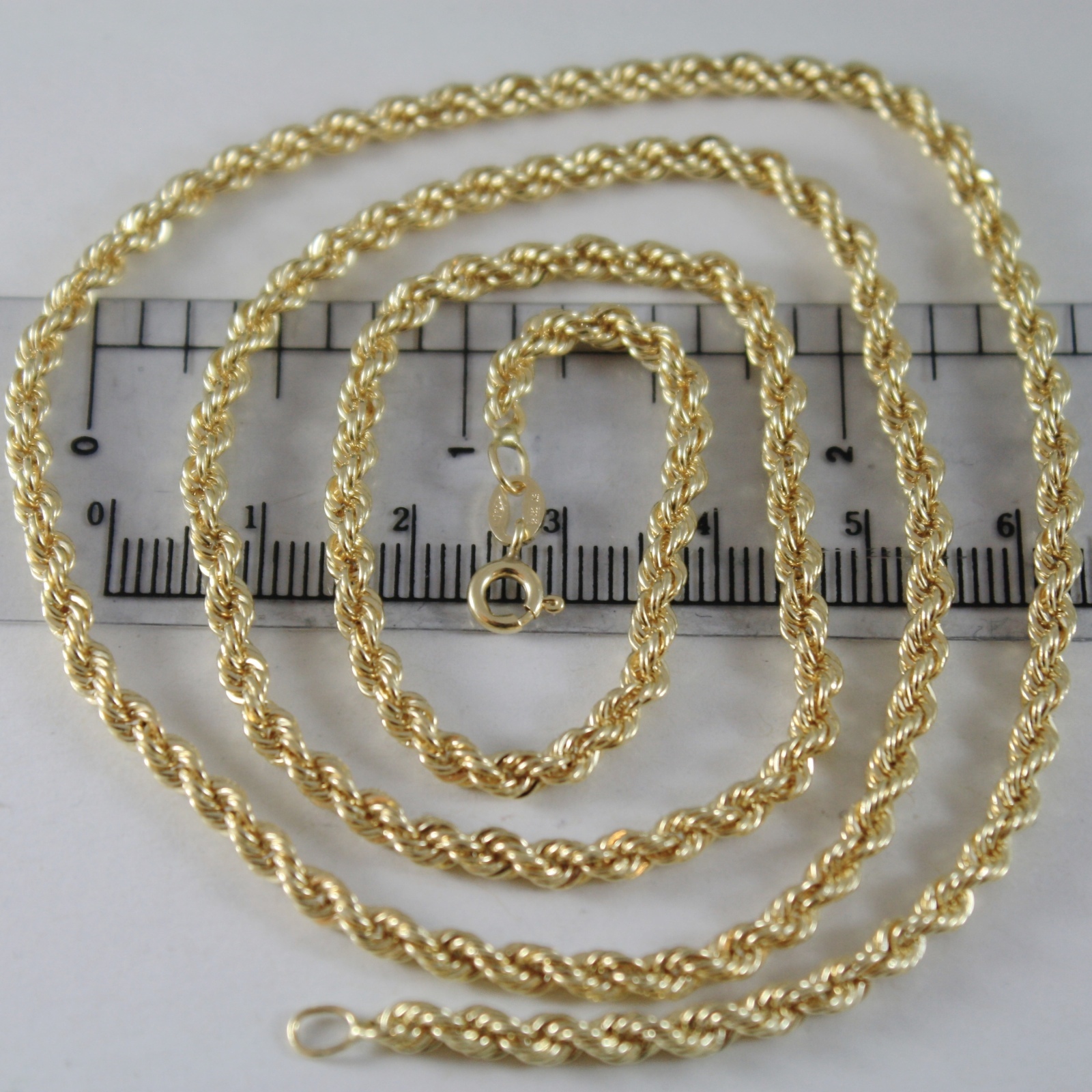 18K YELLOW GOLD LONG CHAIN NECKLACE 3.5mm BRAID ROPE LINK 70cm 27.5″ ITALY MADE
