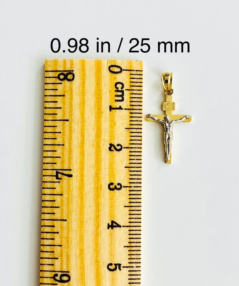 14k Solid Gold Jesus Christ Cross, 14k Real Gold 25mm x 12mm Crucifix – PT45