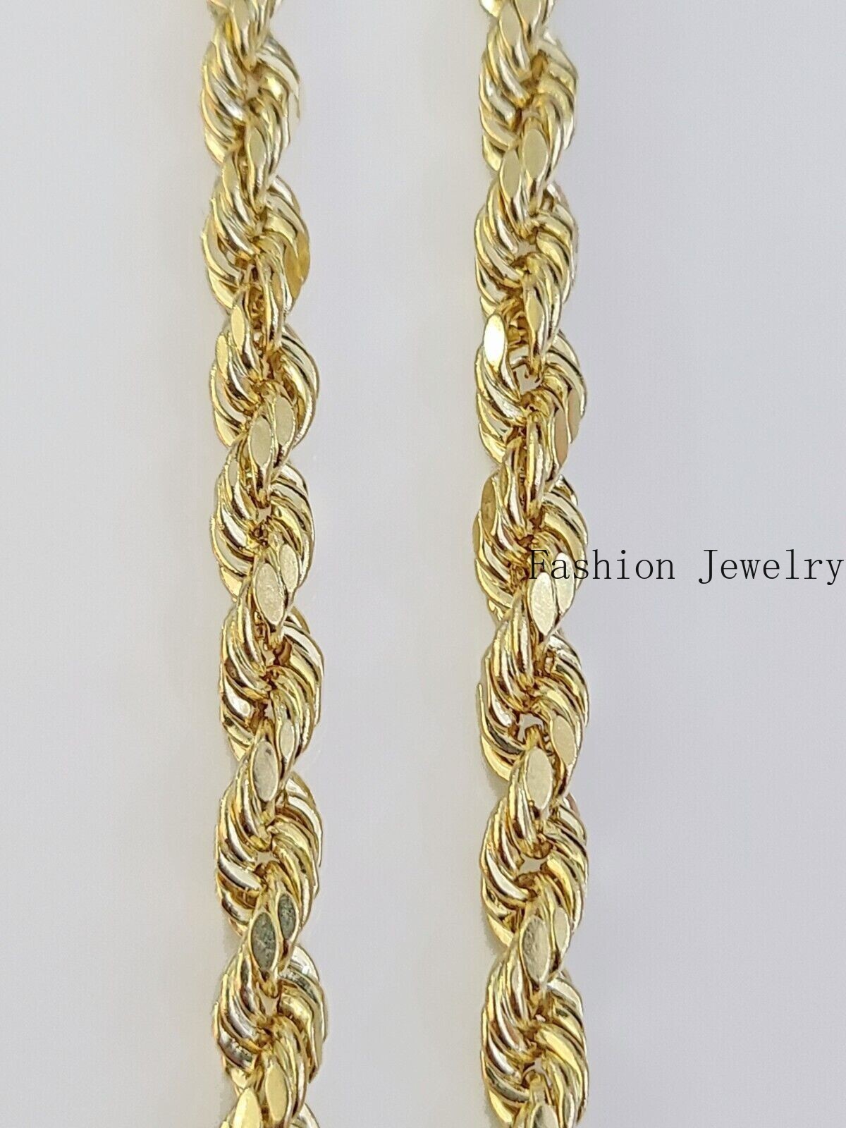14K Yellow Gold 4mm Rope Chain 22 inch Diamond cut necklace Free Shipping