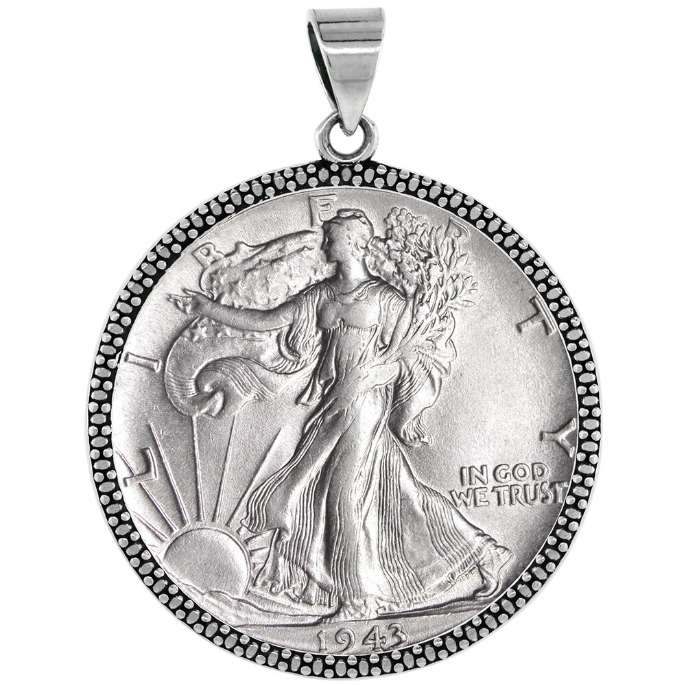 925 Sterling Silver 50 Cent Half Dollar Bezel Illusion Edge 30mm Prong Back