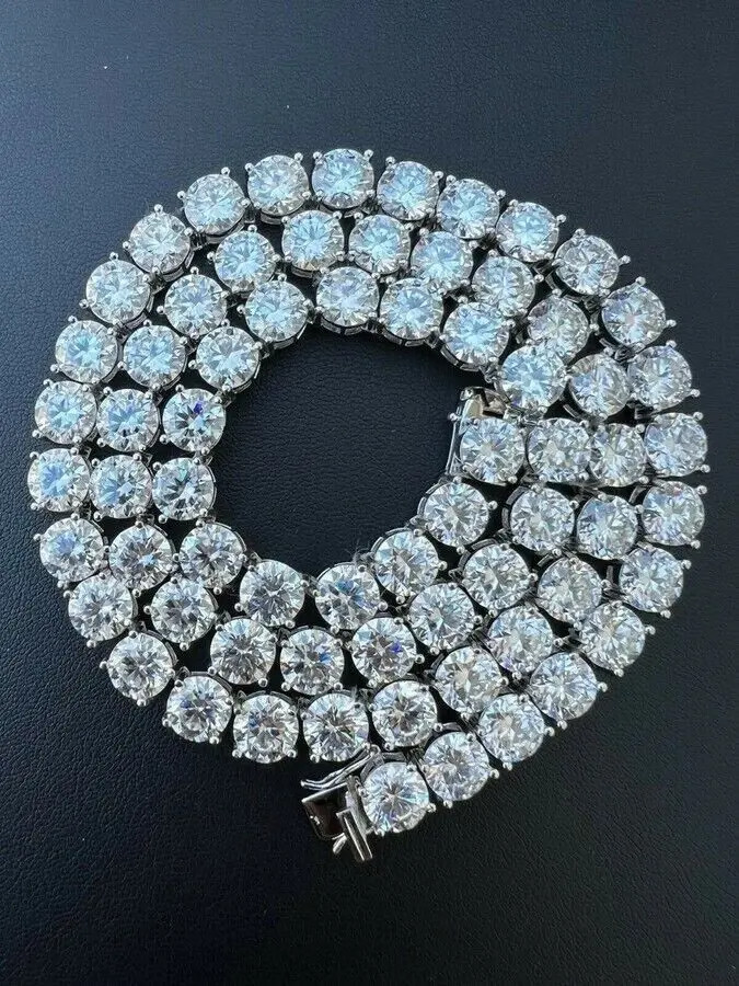 25Ct Real 4mm VVS1 Moissanite Tennis Chain Necklace 925 Sterling Silver 18 in