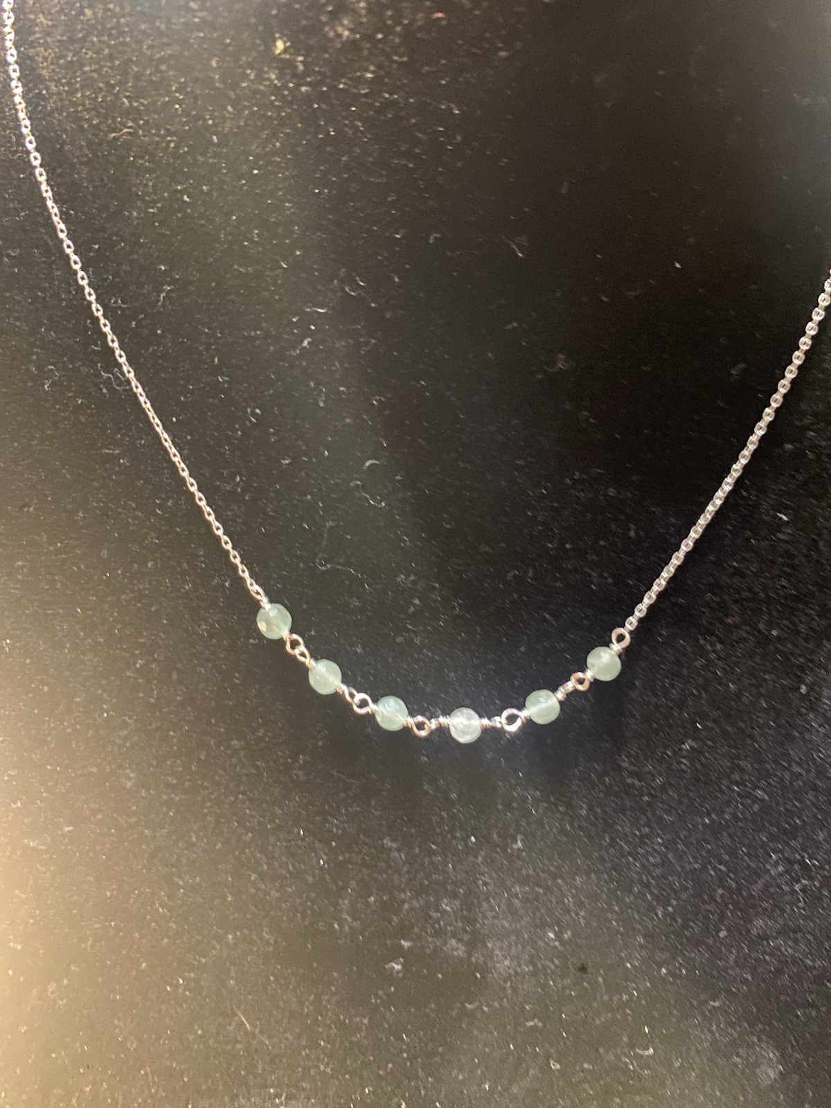 18″ 925 Sterling Silver Necklace With Amazonite Beads