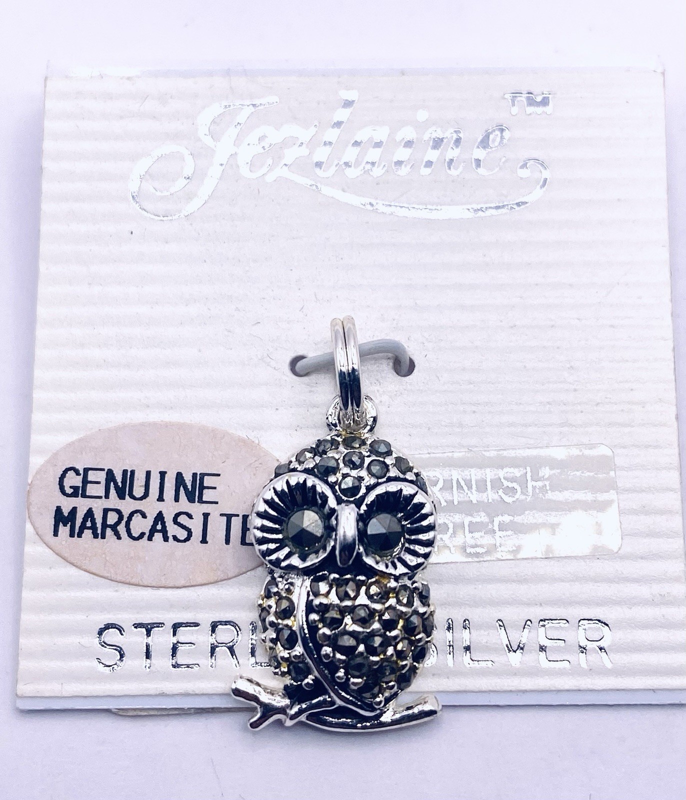 Sign 925 Sterling Silver Little Owl Gemstones Branded Fezlaine E2