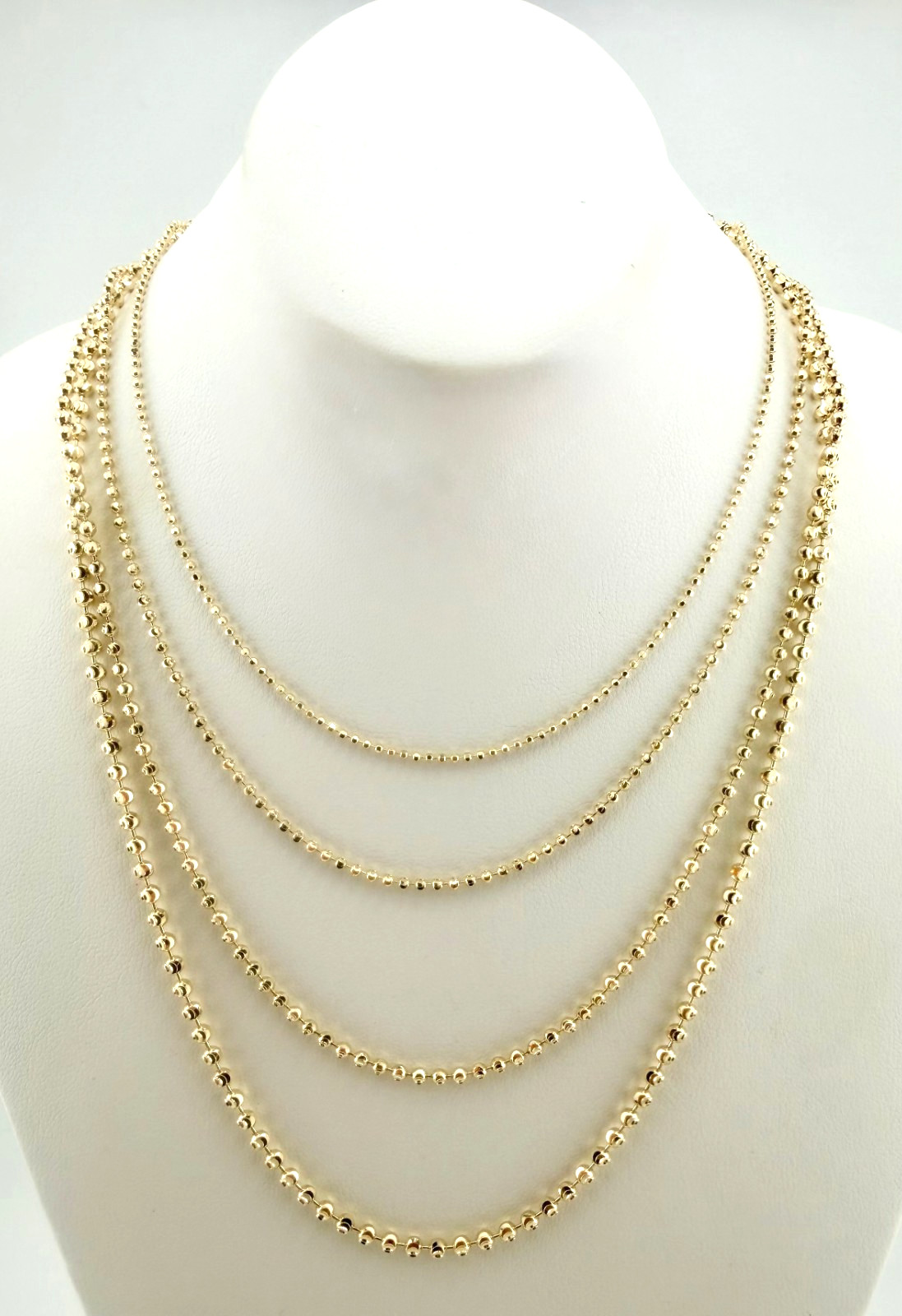 Pure 14 K Yellow Gold Mooncut Ball Chains