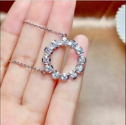 1.50Ct Lab Created Diamond Circle Pendant 14K White Gold Over 18″ Free Chain