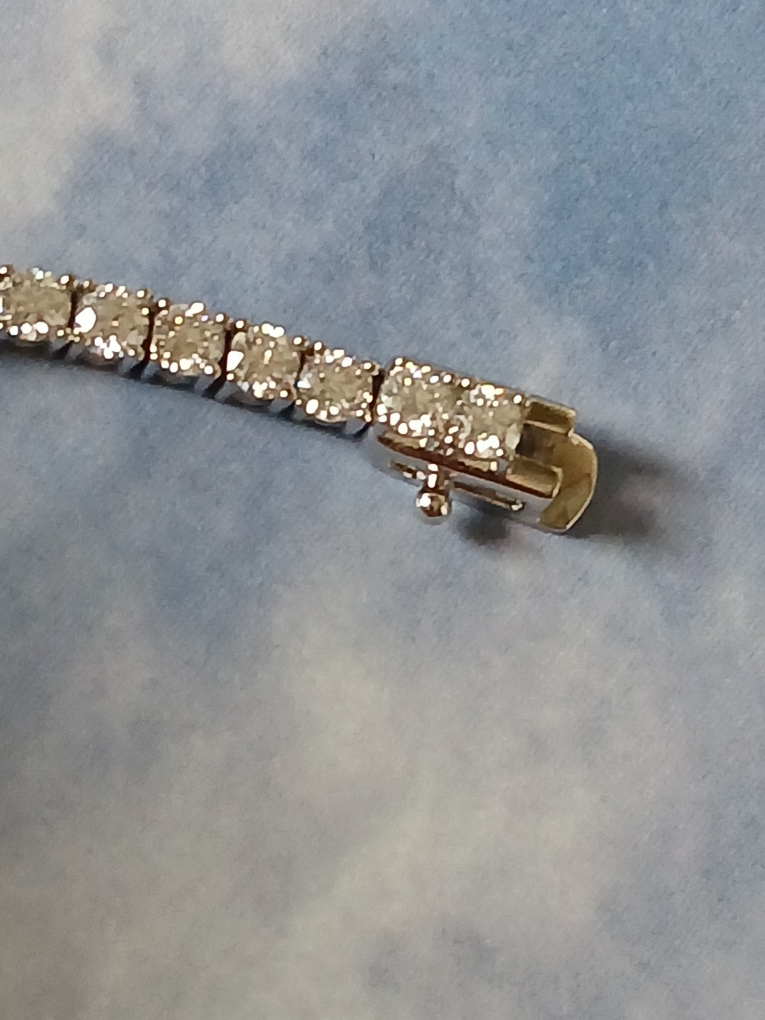 VVS D Color Moissanite Tennis Chain 16″ Rhodium Plated .925 St. Silv. 3mm W/box