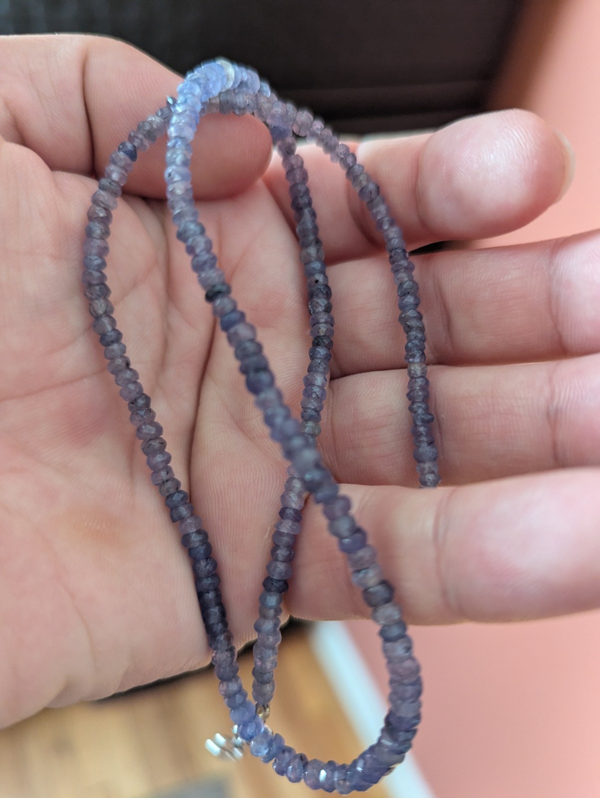 light blue Tanzanite Necklace (broken/impartial metal end) 18.26 in