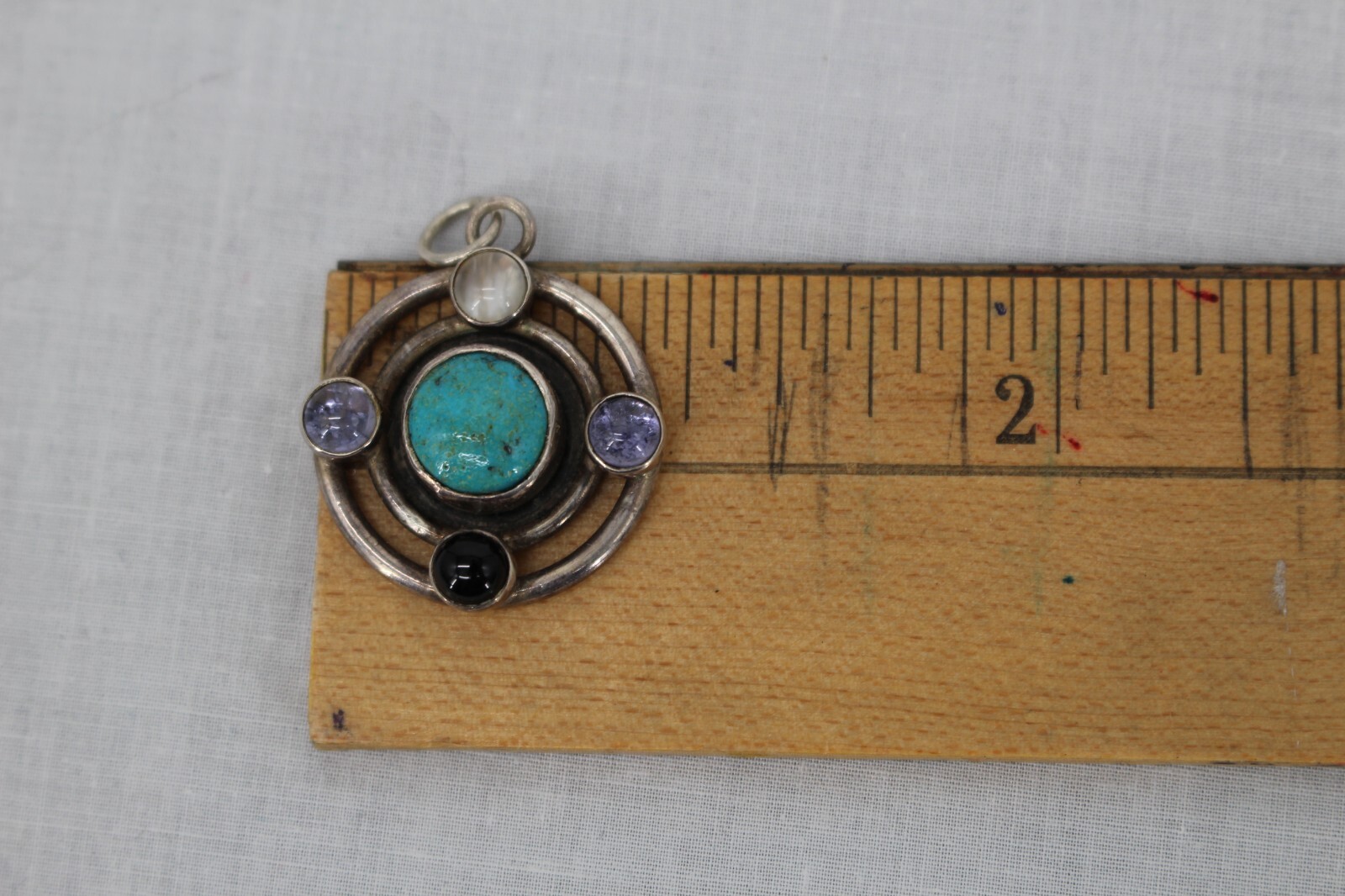 Earth Shield Pendant Semi Precious Stones Silver 925 Moons Journey Handcrafted