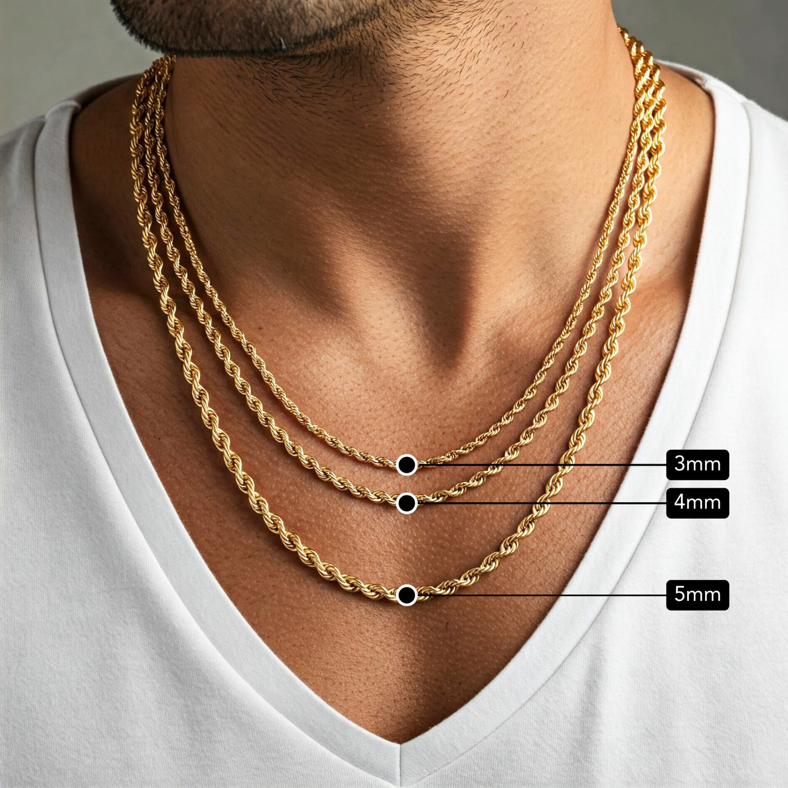 14K Real Solid Yellow Gold 2mm-6mm Rope Chain Italian Pendant Necklace 16″-26″