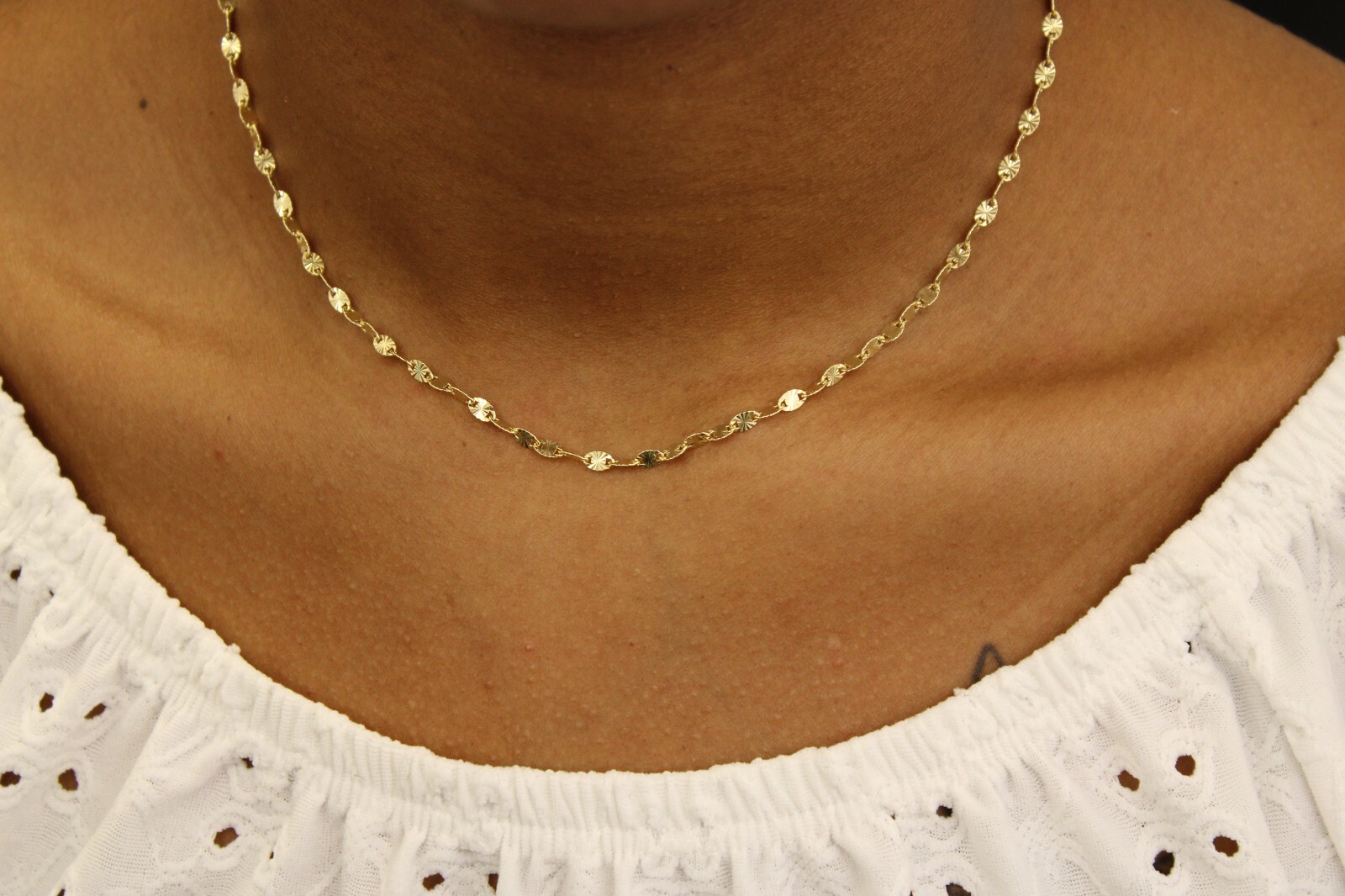 Solid 14K Gold Fancy Fine Chain Necklace 2.5mm 16″ – Italian Jewelry