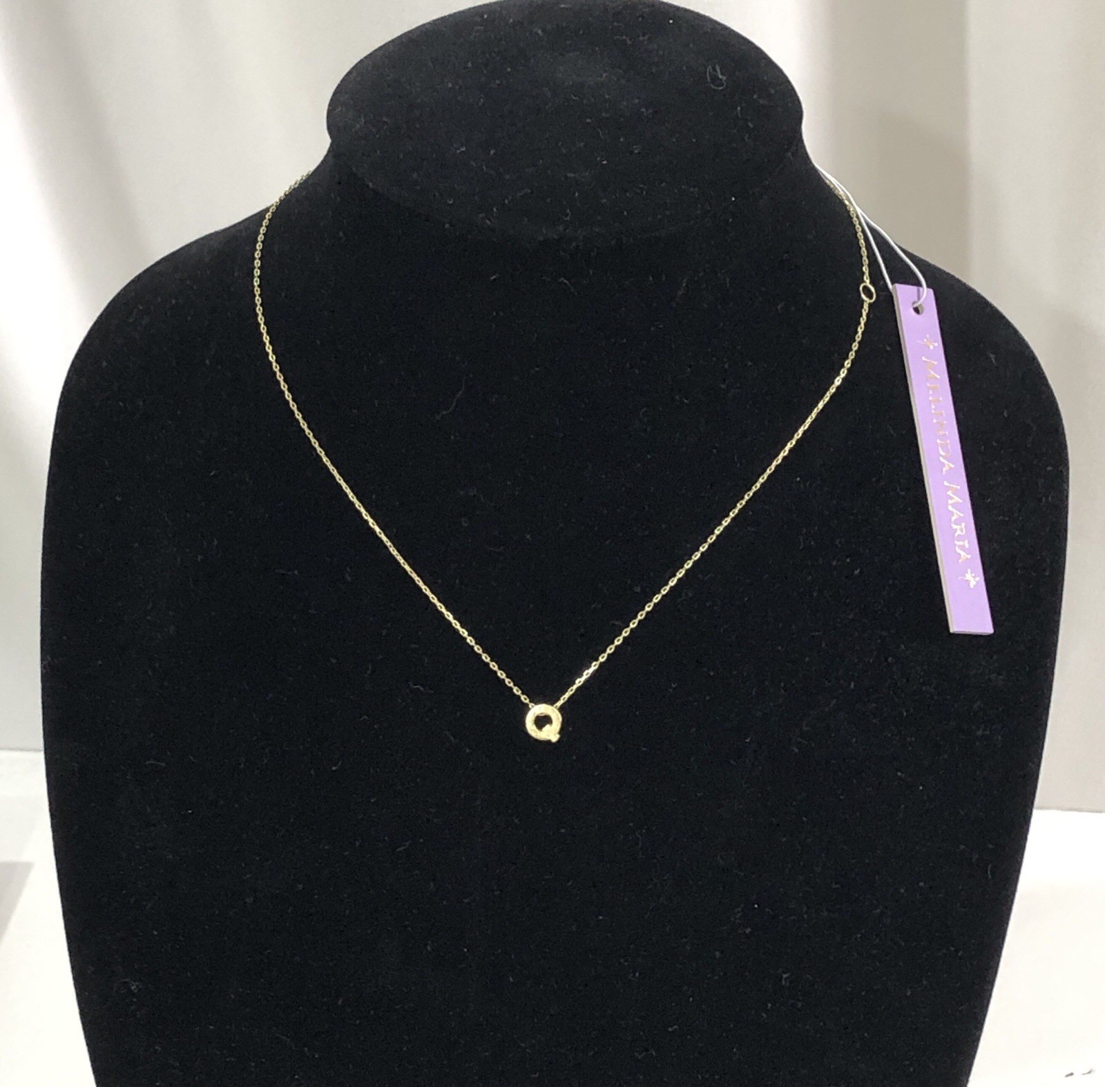Melinda Maria Necklace Sterling Silver Gold Plated Letter Initial Q 16 in – NWT