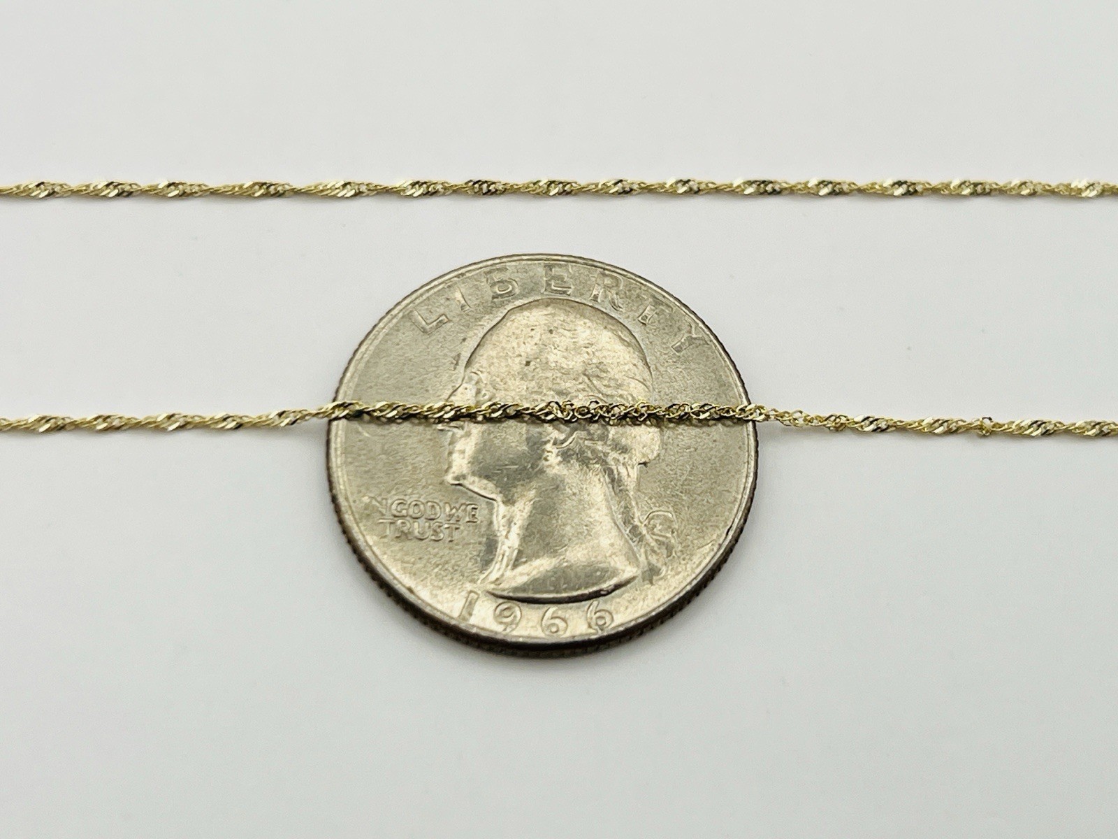 14k Yellow Gold 1mm Singapore Link Chain Necklace 16 Inches