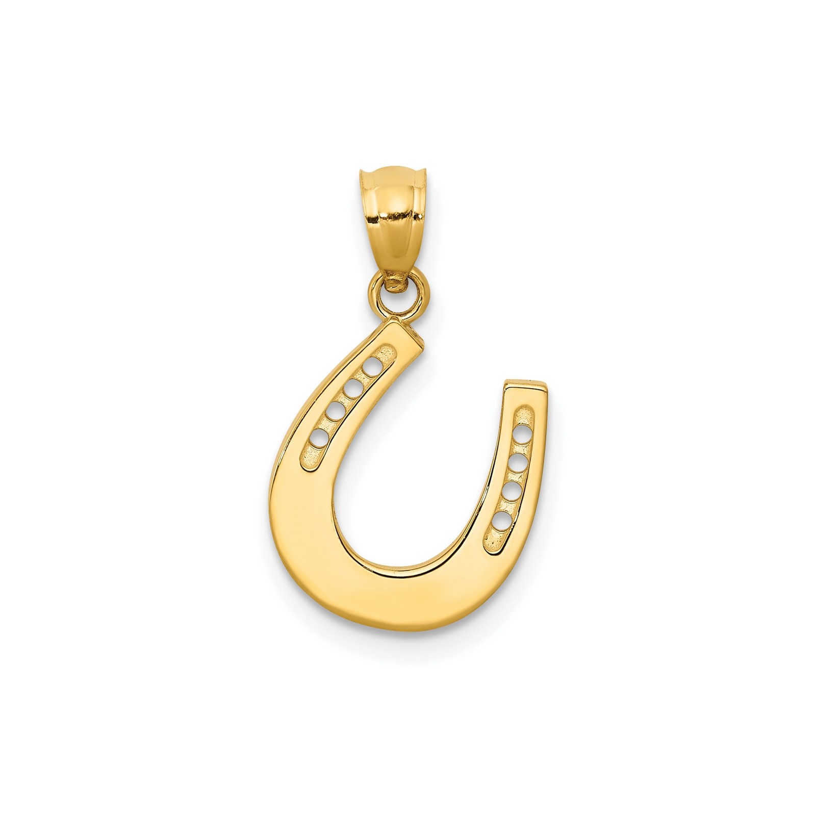 14k Gold Polished Horseshoe Pendant Necklace Womens