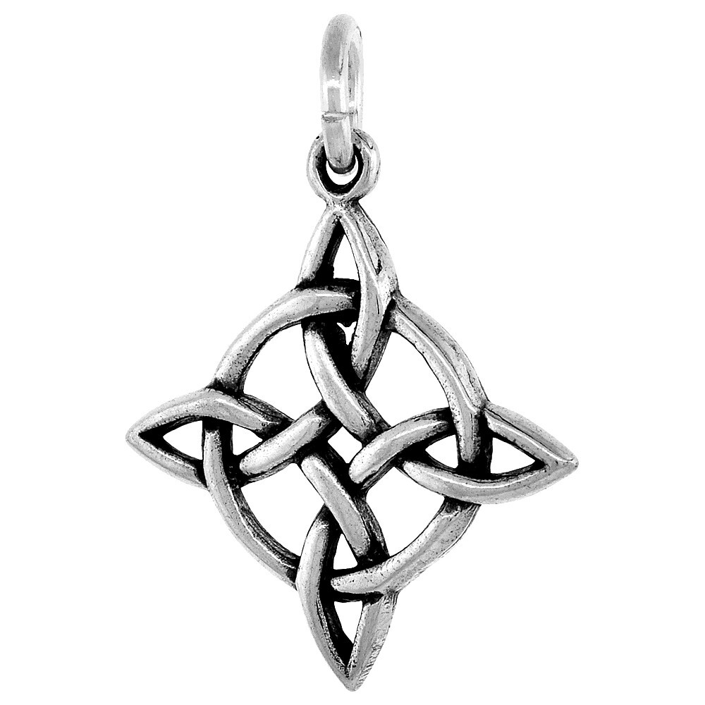 925 Sterling Silver Round Celtic Four-Sided Knot Pendant 3/4 (19mm) Inch Tall