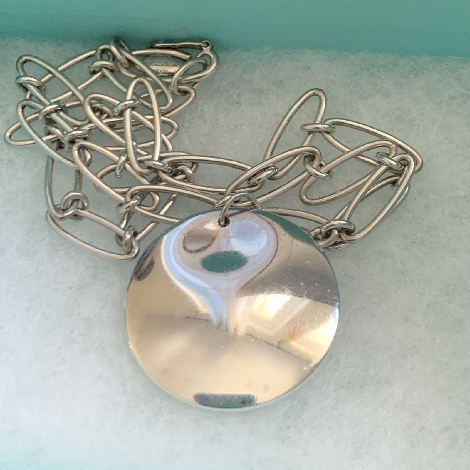 Authentic Tiffany & Co Elsa Peretti Necklace, Large Disc Pendant