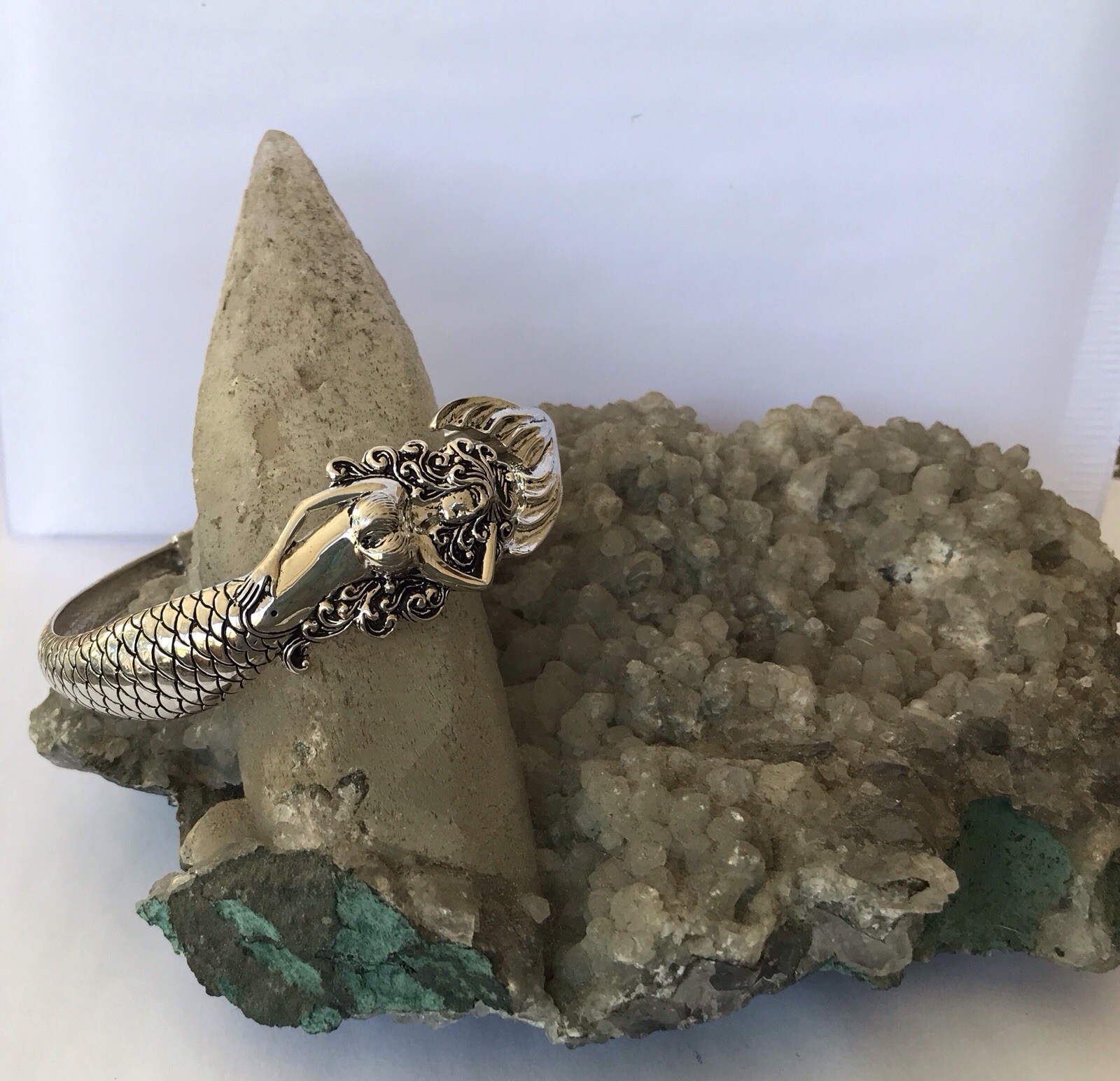 Mermaid Bracelet Hinged Bangle 925 Silver Jewelry