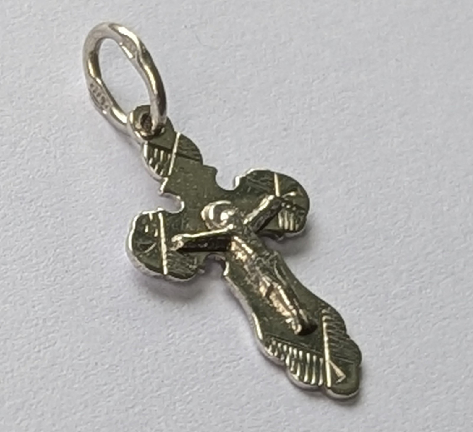 Orthodox Cross 925 silver. Weight 0.78 g. Prayer in Russian. Ukrainian jewelry.