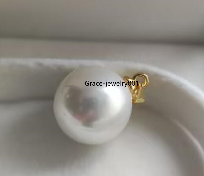 Huge AAA+ 16mm South Sea White Round Shell Pearl Pendants 14k Gold