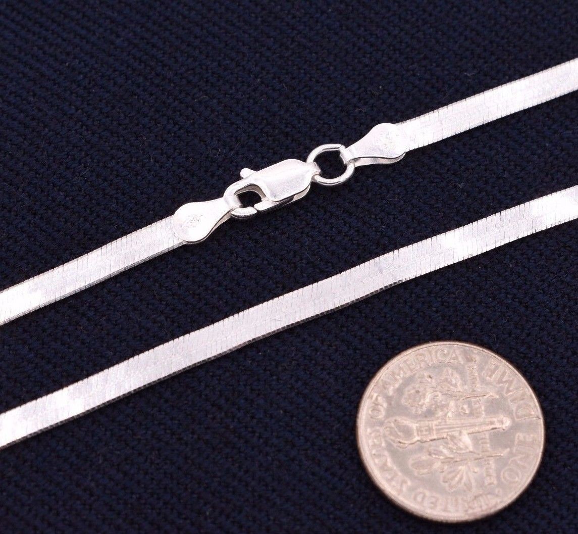 3mm Flexible Herringbone Chain Necklace Real Solid Sterling Silver 925 Italy