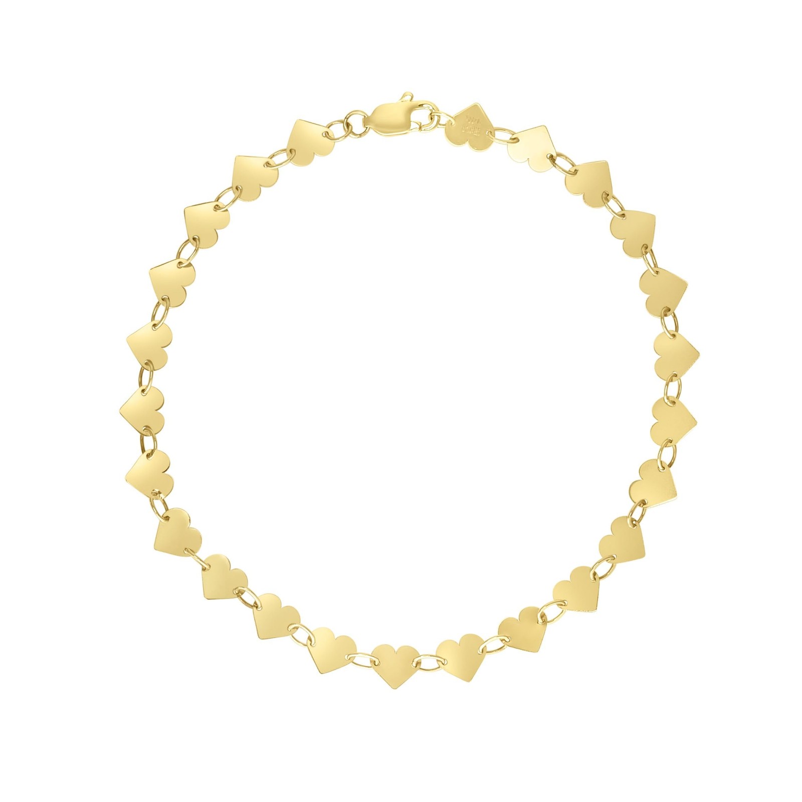 Floreo 14k Yellow Gold 5mm Polished Heart Link Bracelet, 7 Inch