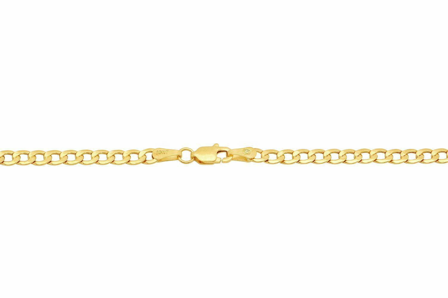 10k Yellow Gold Cuban Curb Link Chain Necklace 2mm-3.5mm Size 16″-30″ Hollow