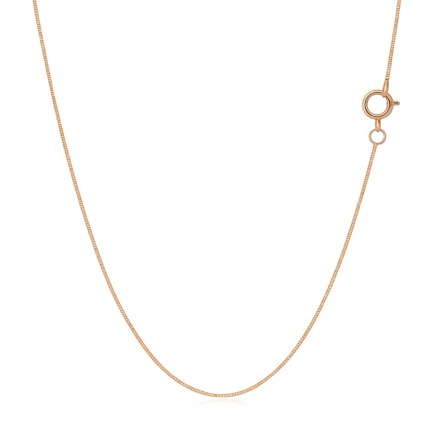 Classic Box Chain, 14K Rose Gold, Sizes 16-20, 0.45 mm, Dainty, Polished