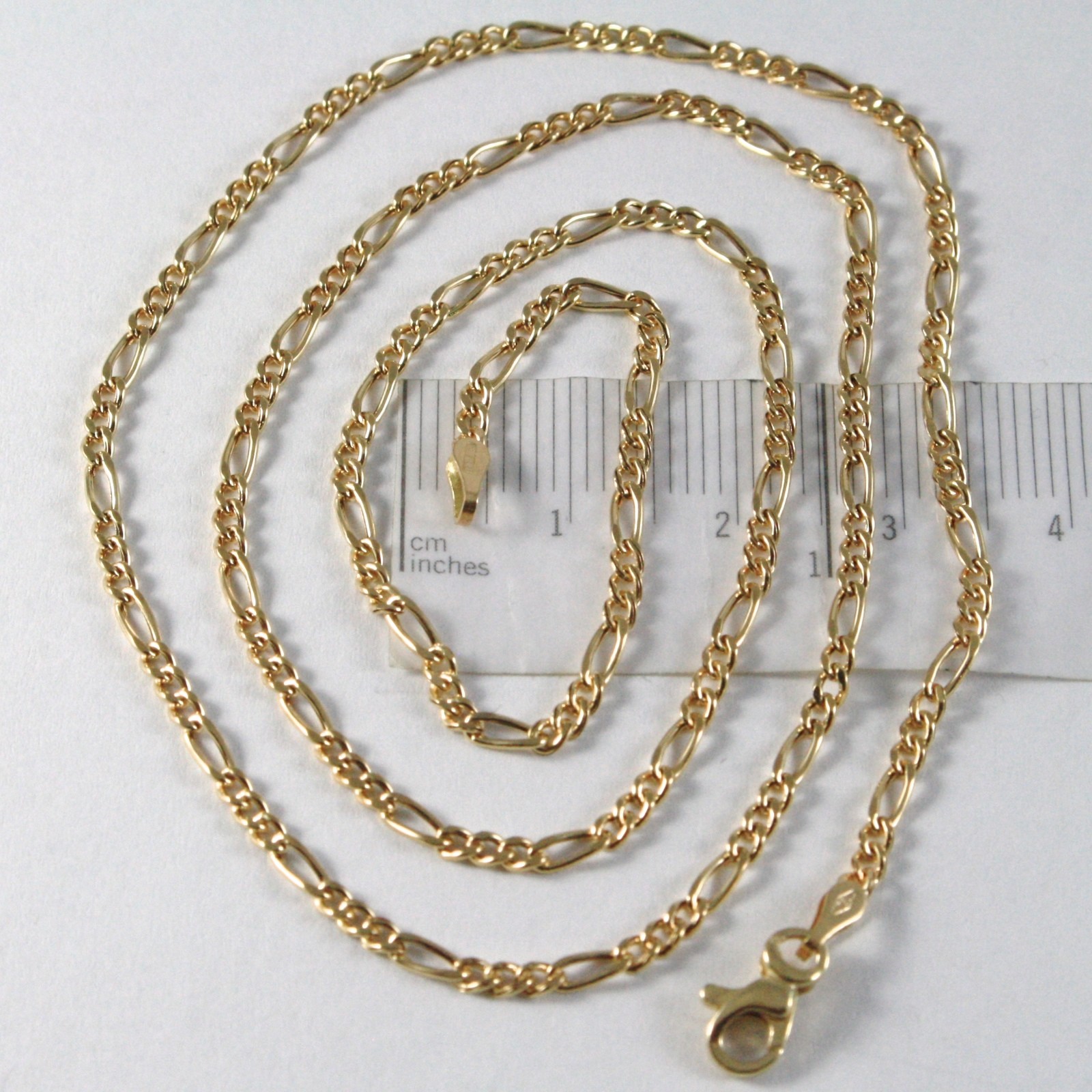 18K GOLD FIGARO CHAIN 2 MM WIDTH 23.6 LENGTH ALTERNATE NECKLACE MADE IN ITALY