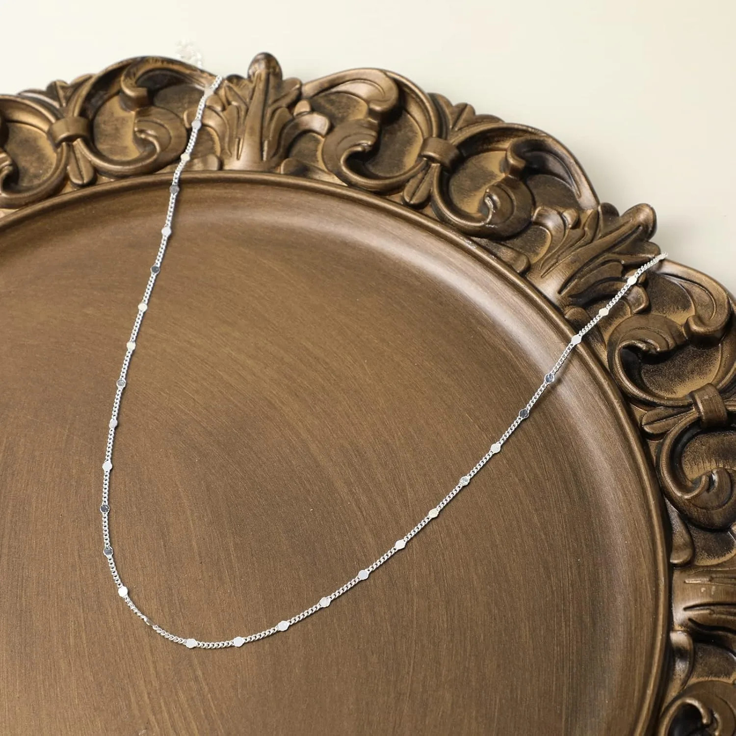 K Gold/Silver Plated Satellite Choker Shining Dots Station Chain Sparkle Chain N