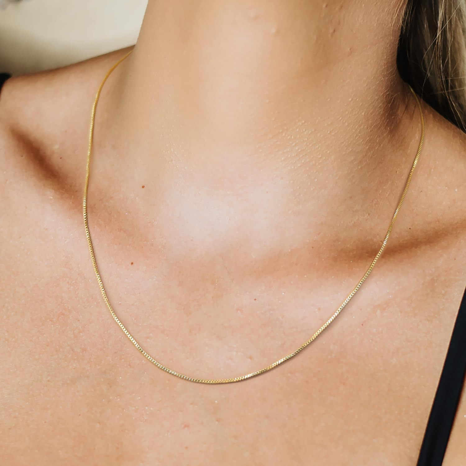 14K Gold Necklace for Women Gold Chain for Men 1/1.5/2Mm Wide Thin Box Chain Thi