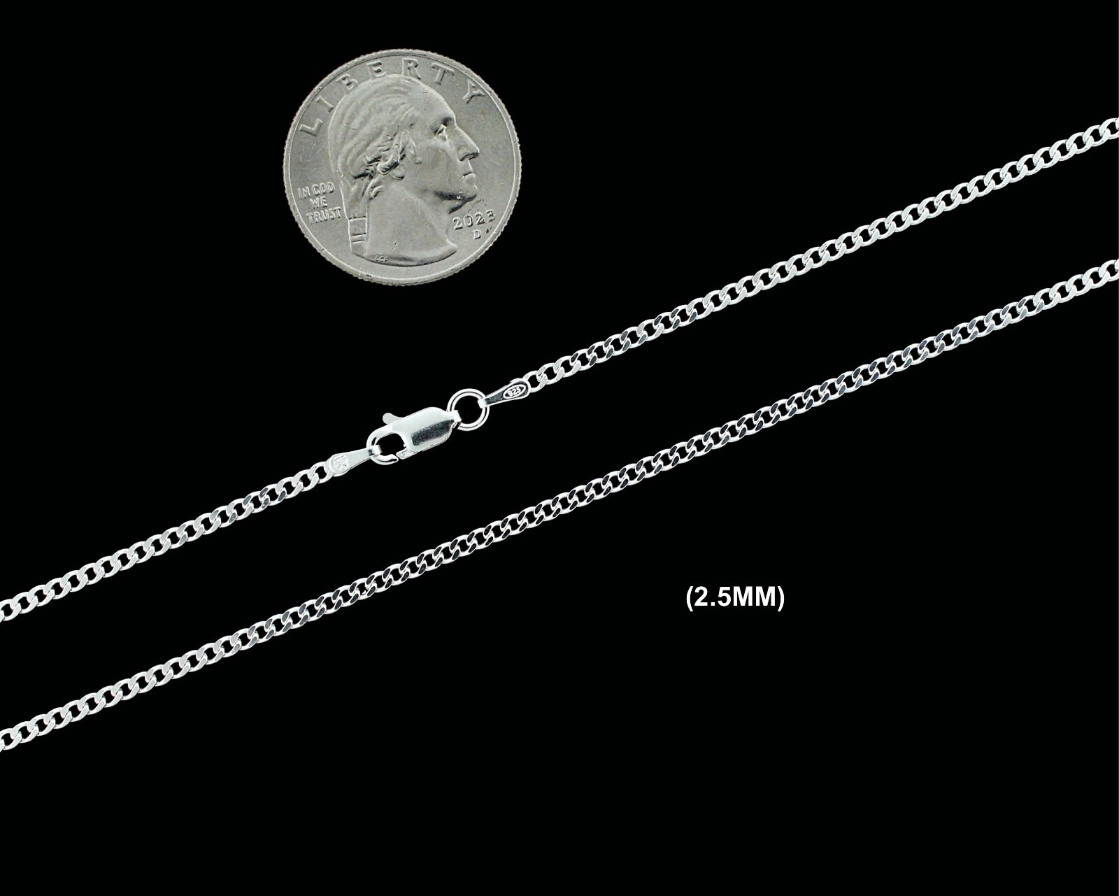 Real SOLID 925 Sterling Silver CURB CUBAN Chain Necklace or Bracelet Mens Womens