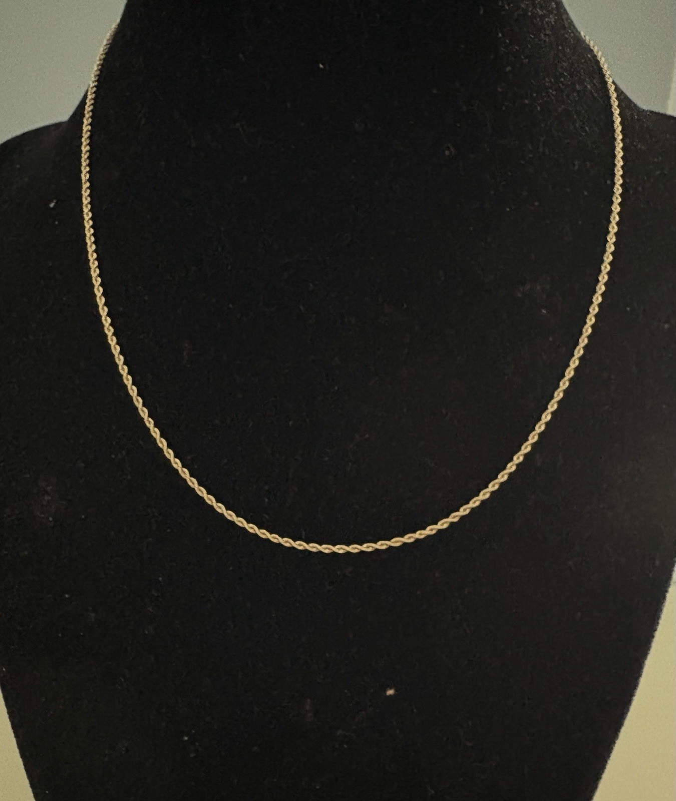 14K YG Gold Rope Neck Chain 16″ Necklace Estate Diamond-cut Sparkle Approx 2mm