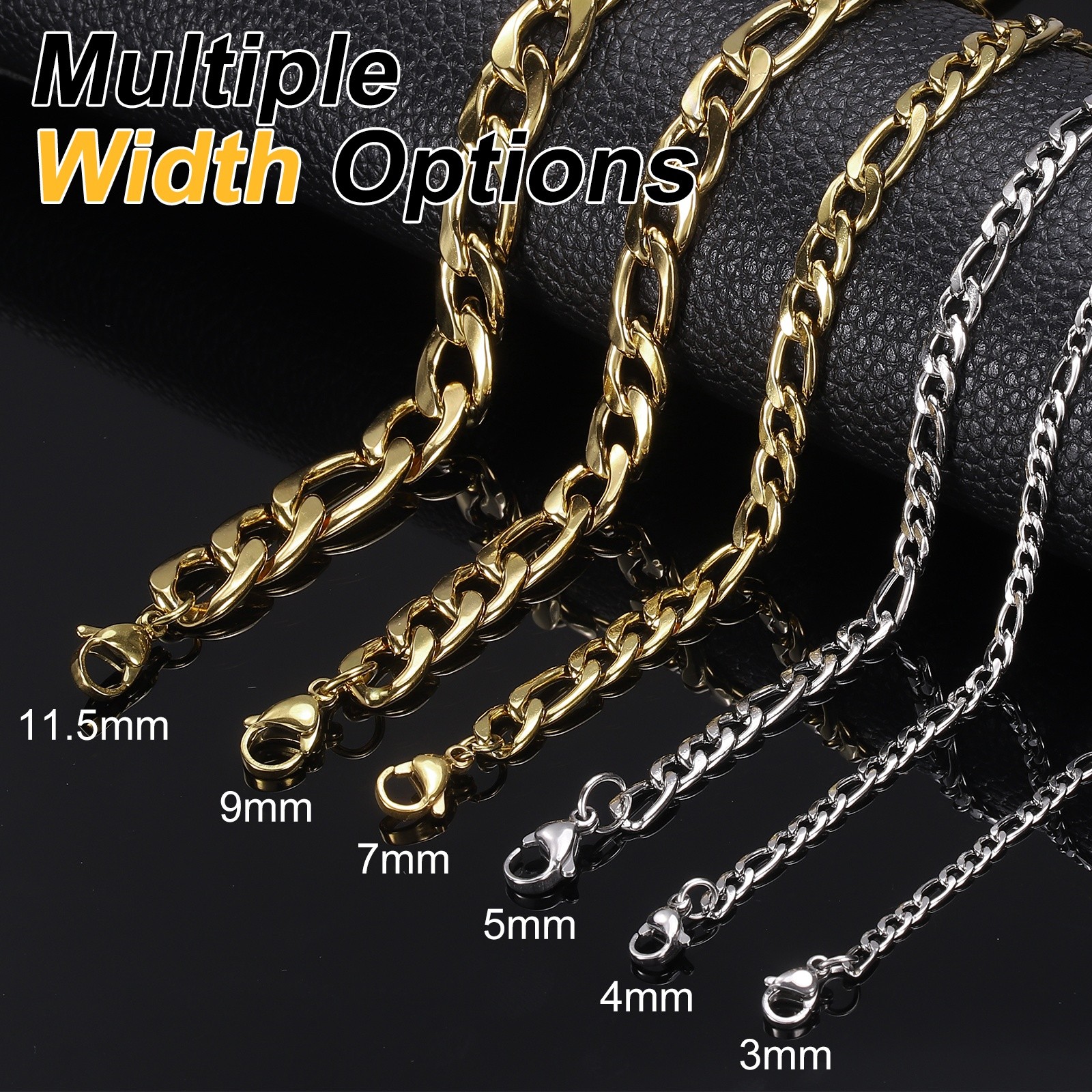 Mens Chains Necklaces 9mm 30 Inch Long Stainless Steel Chain Necklace, Silver