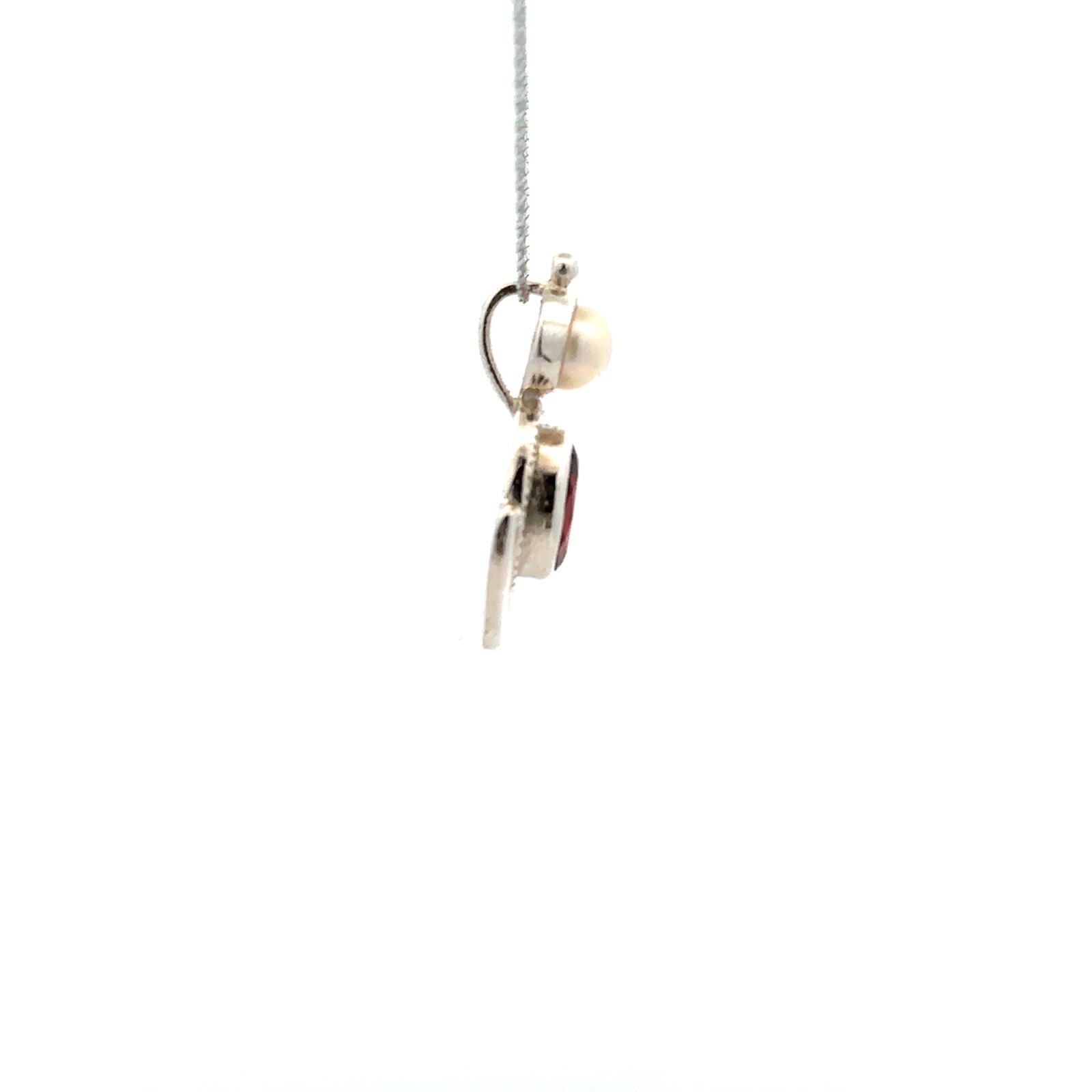 Sterling Silver Garnet And Freshwater Pearl Pendant (5/8 x 7/8 Inch)