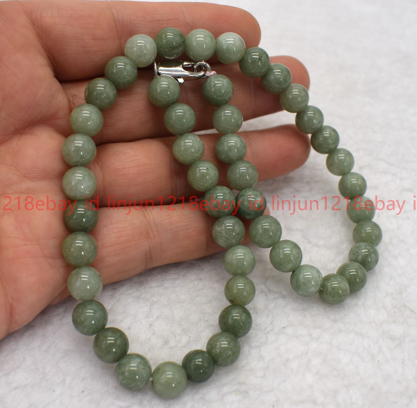 Natural 6/8/10/12mm A Green Jade Round Gemstone Beaded Necklace Bracelet 18/7.5