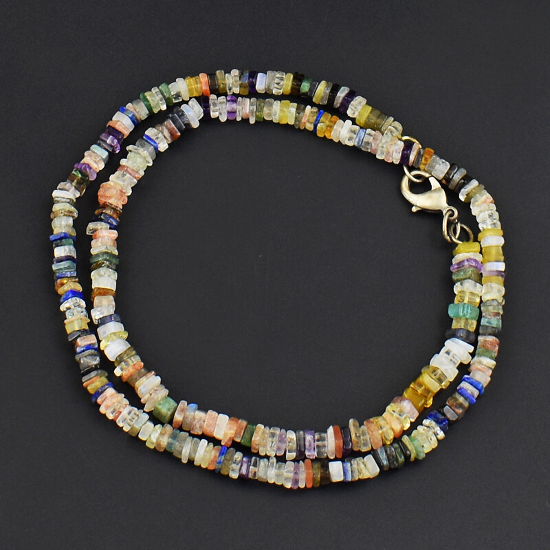 114 Cts Natural Single Strand Mix Gem Heishi Beads Necklace Jewelry JK 66E332