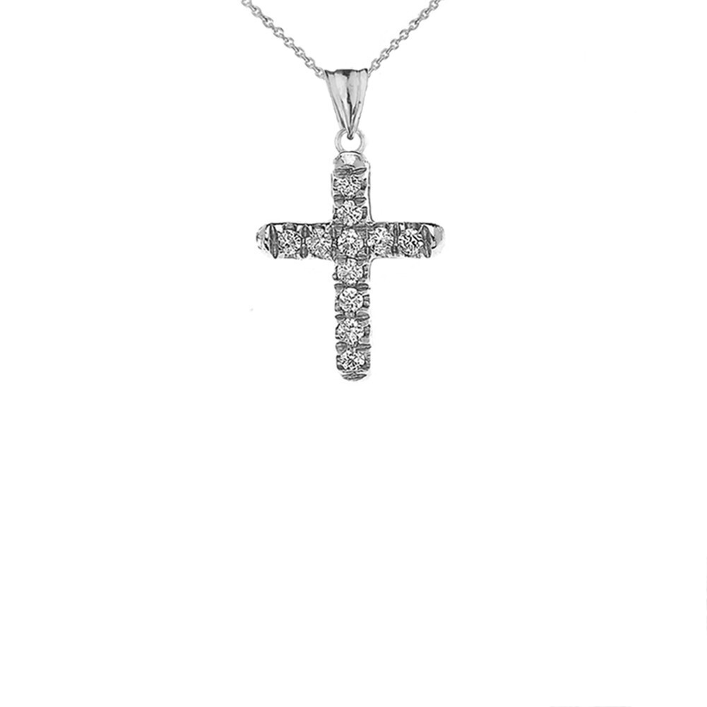 Mini Elegant Diamond Cross Pendant Necklace(Available In Yellow/Rose/White Gold)