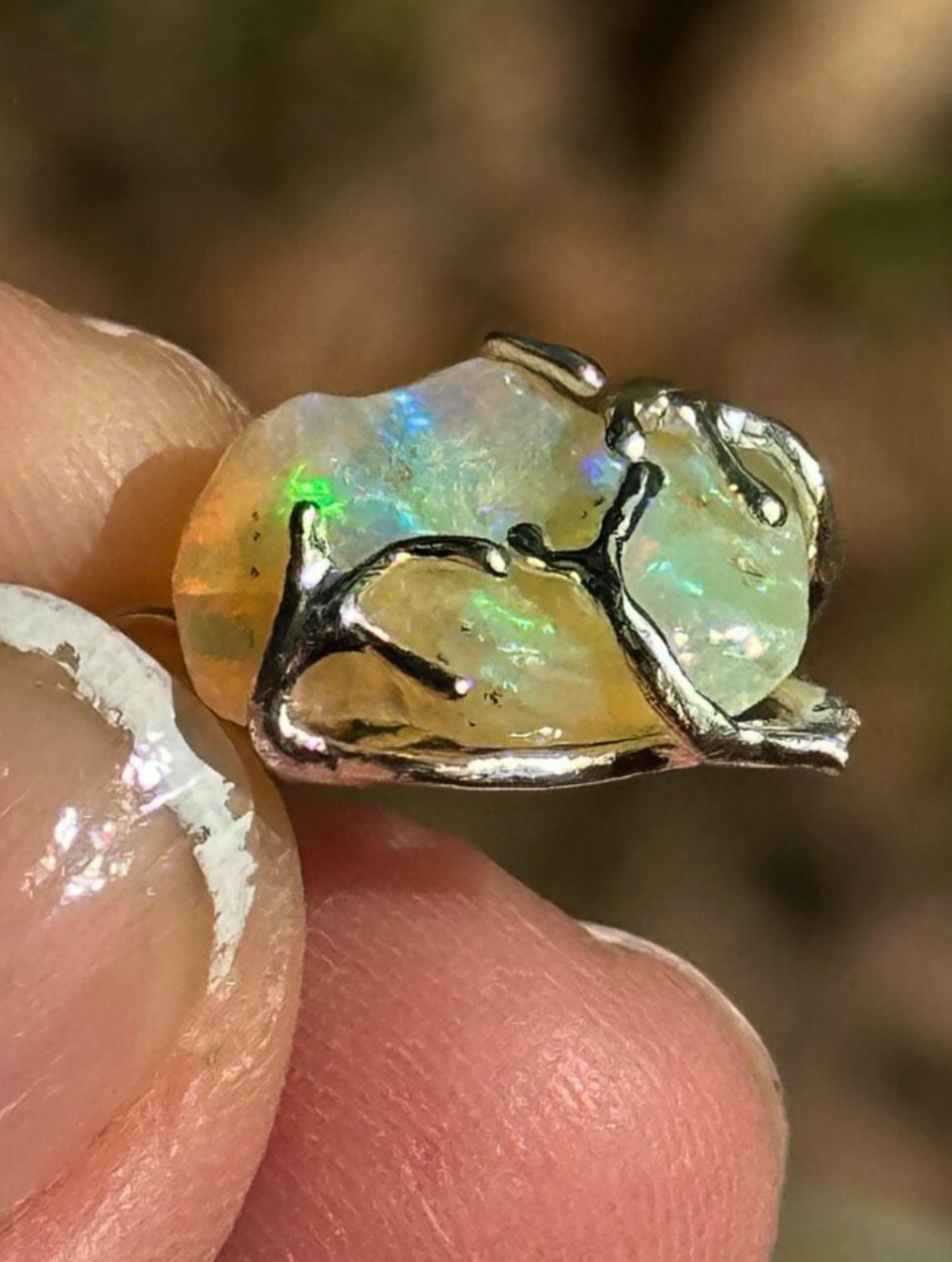 Angel Opal Sparkler Silver Necklace