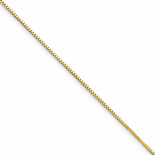 10K YELLOW GOLD THIN BOX LINK NECKLACE PENDANT CHAIN 18″ 0.5 mm 0.95 GRAMS