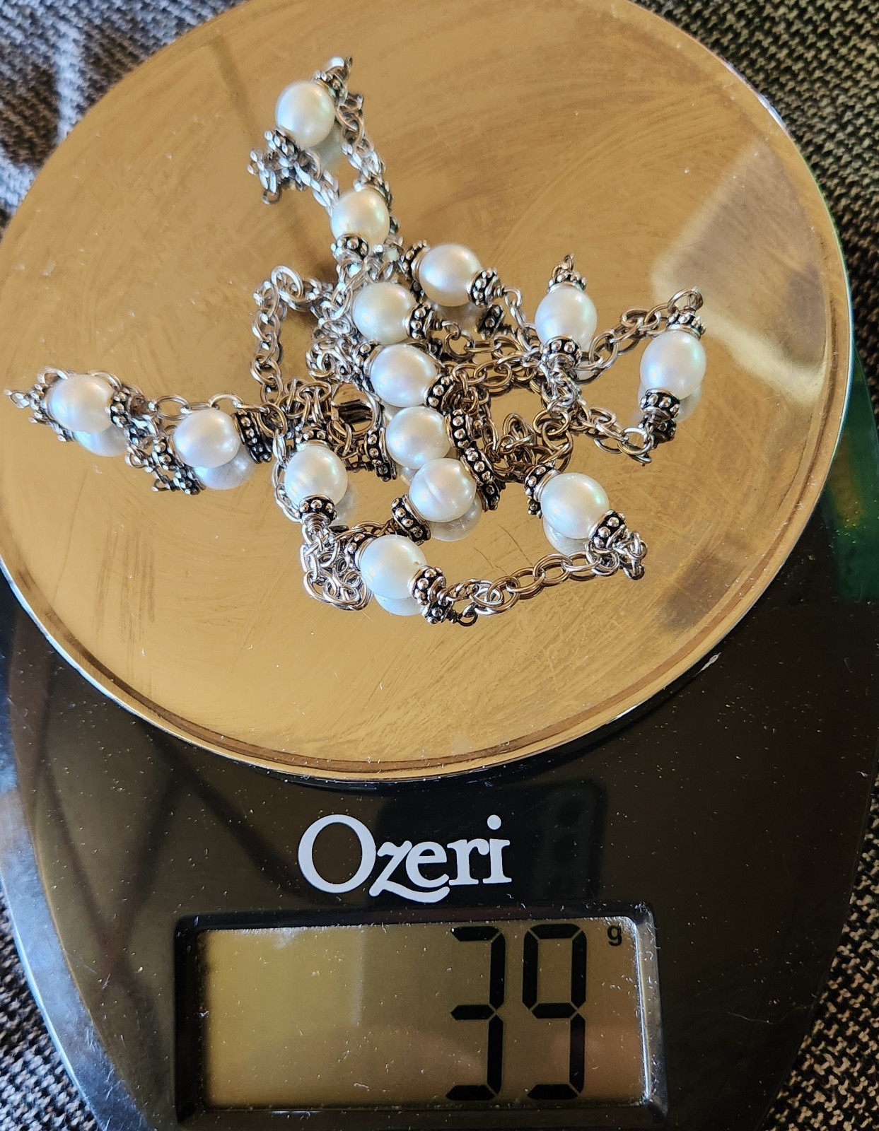 Set Of Two 32″ Honora Silver And Pearl Station Necklaces Signed 925