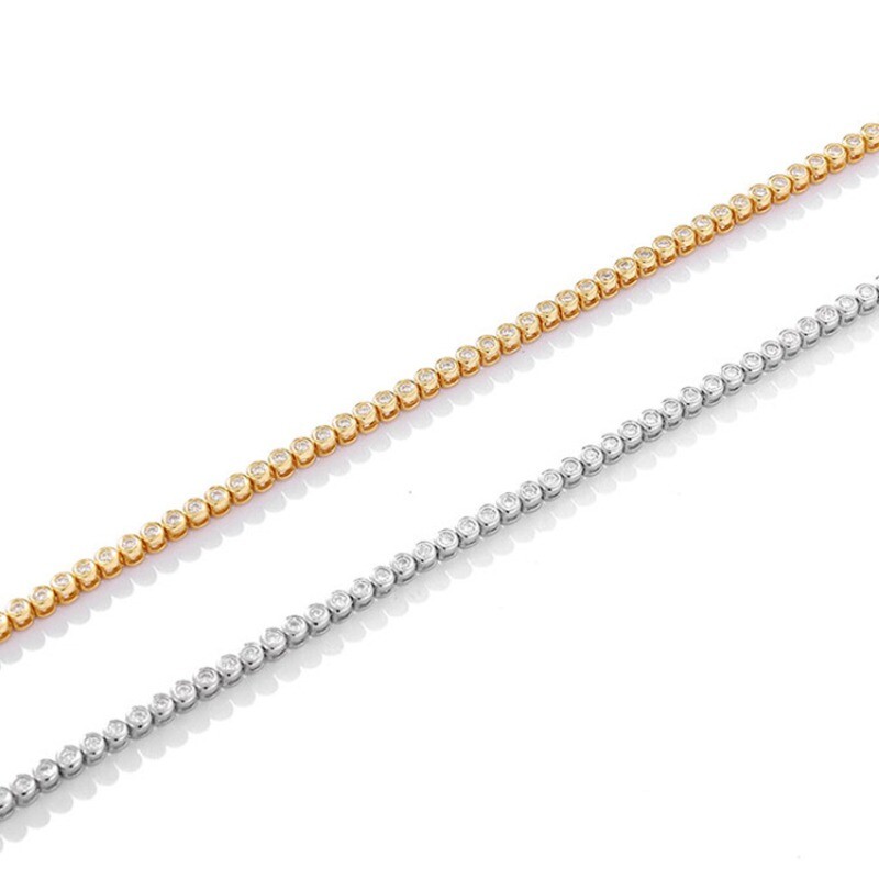 2mm D Color VVS1 Moissanite Bubble Tennis Chain Necklace 925 Sterling Silver