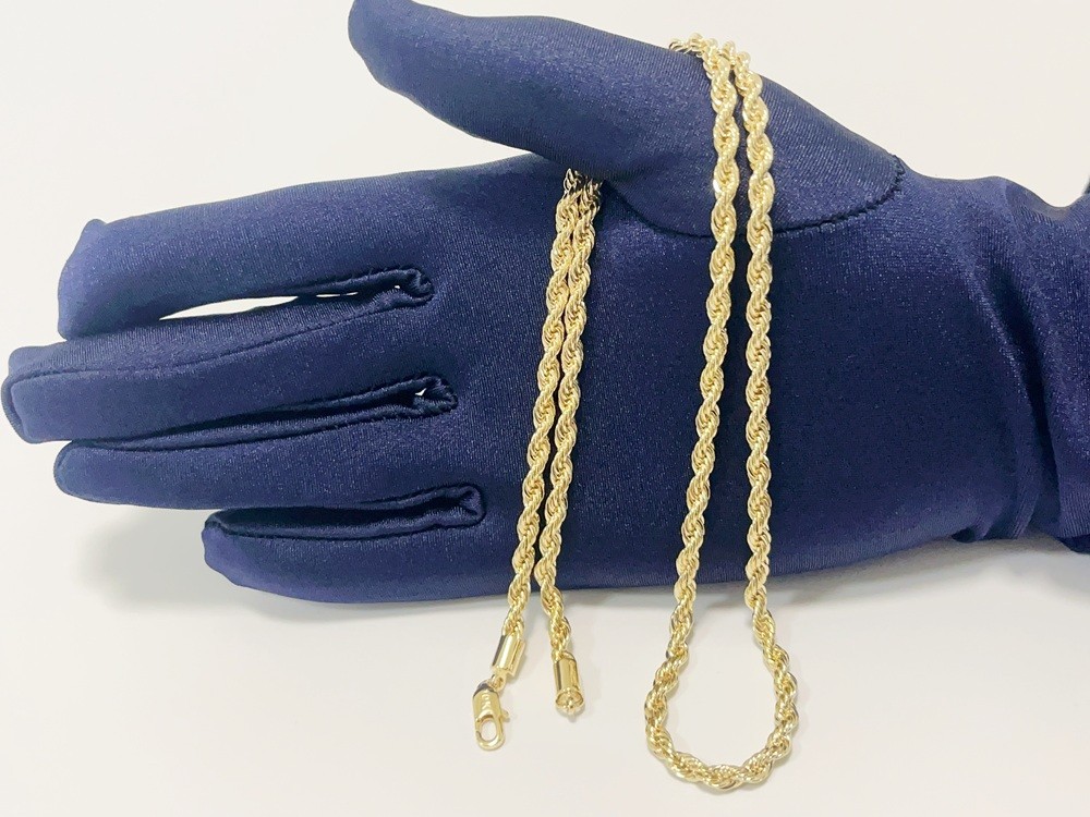 10K Yellow Gold SOLID Rope Chain Necklace Diamond Cut Real Gold 4mm 20inch