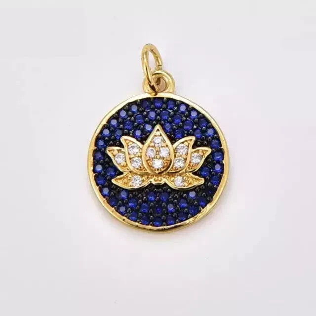 2Ct Round Cut Lab-Created Sapphire Lotus Flower Pendant 14K Yellow Gold Plated