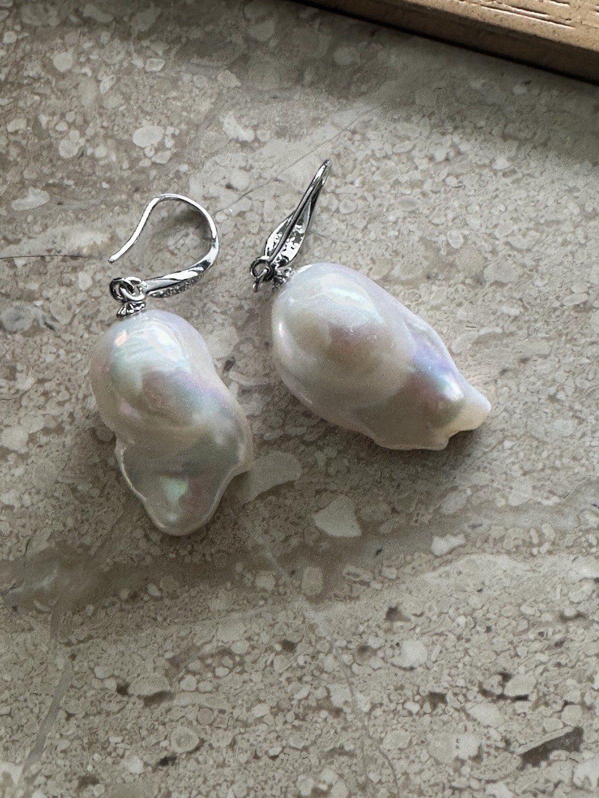 Natural White Baroque Freshwater Pearl Earrings Cultured Pearl Dangle Gift