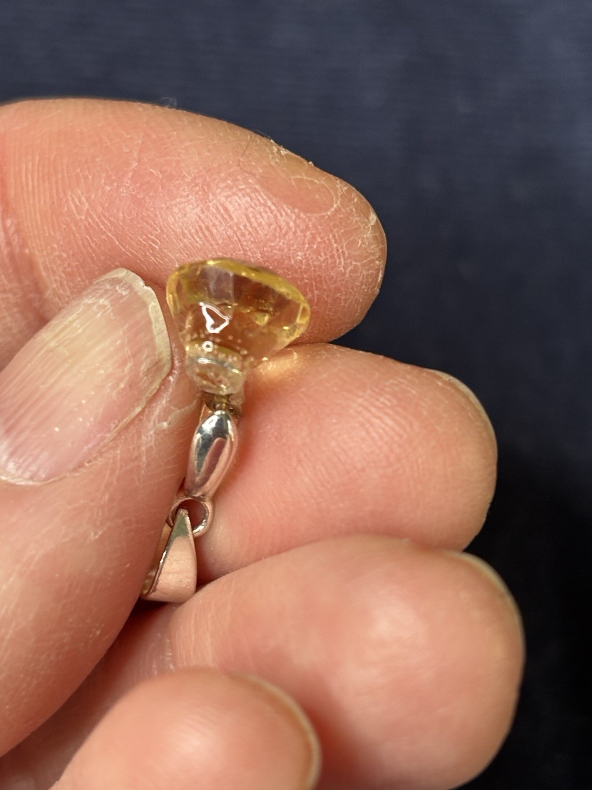 Artisan Sterling Silver Plated Bail And Approx 3 Carat Citrine Solitaire Pendant