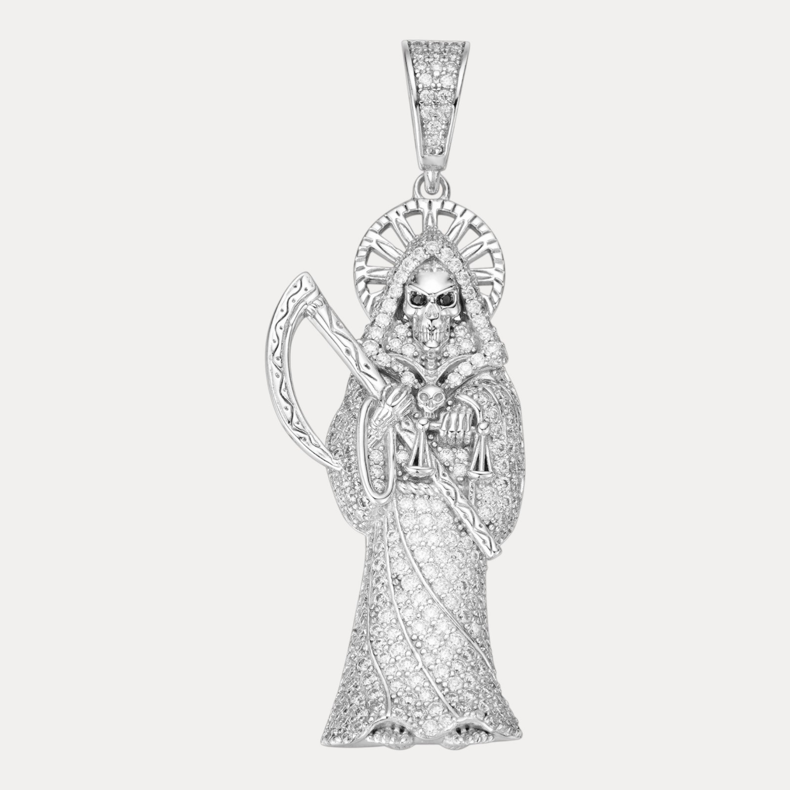 Moissanite Grim Reaper Pendant – Solid 925 Sterling Silver Or 14k Gold Vermeil