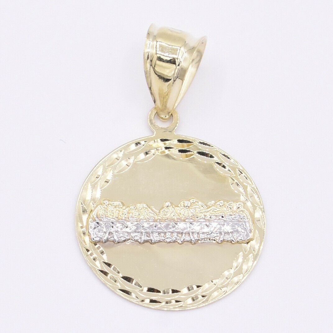 1 1/4″ Round The Last Supper Diamond Cut Charm Pendant Real 10K Yellow Gold